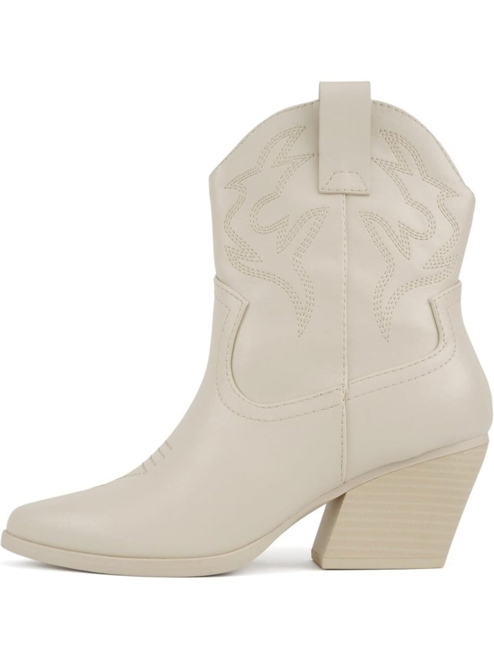 Women's Bone pu Synthetic Rubber Pointe Toe Low Heel Western Ankle Boot
